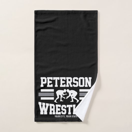 Wrestler ADD NAME School Athlete Wrestling Team Bad Handdoek (Handdoek)