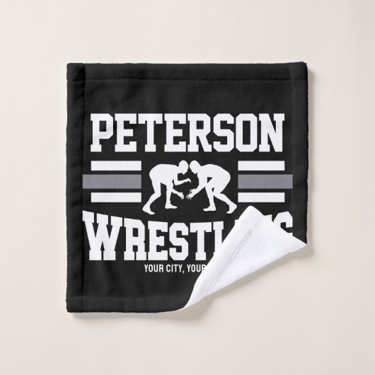 Wrestler ADD NAME School Athlete Wrestling Team Bad Handdoek (Wasdoekje)