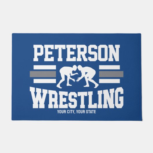 Wrestler ADD NAME School Athlete Wrestling Team Deurmat (Voorkant)