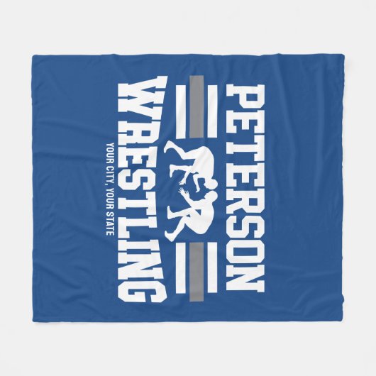 Wrestler ADD NAME School Athlete Wrestling Team Fleece Deken (Voorkant (Horizontaal))