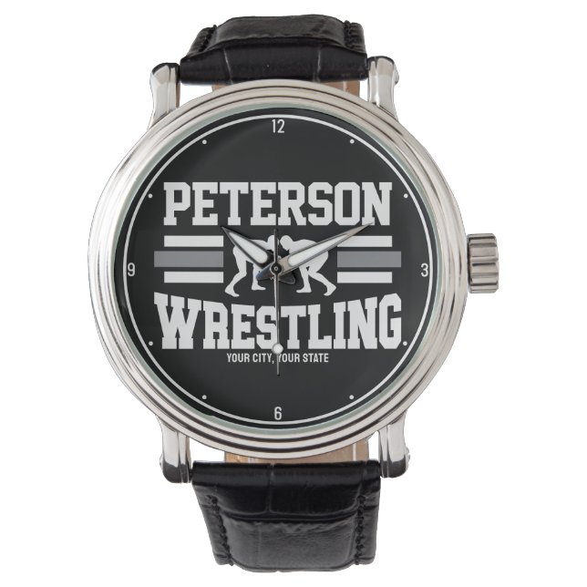 Wrestler ADD NAME School Athlete Wrestling Team Horloge (Voorkant)