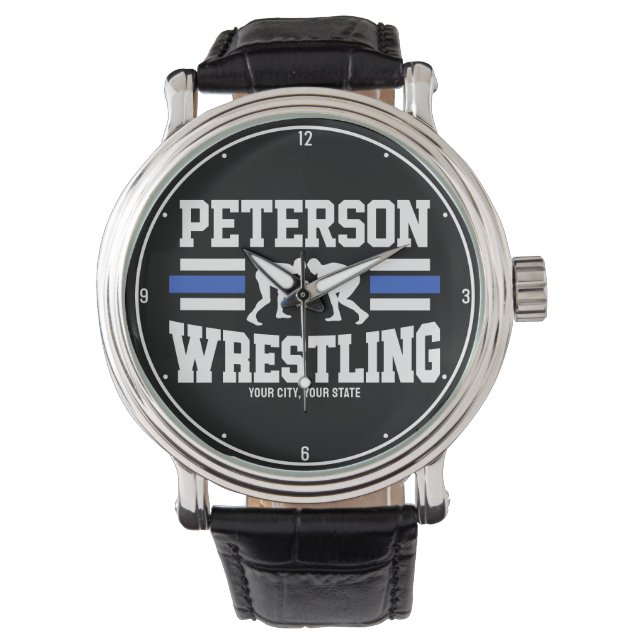 Wrestler ADD NAME School Athlete Wrestling Team Horloge (Voorkant)