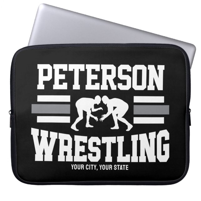 Wrestler ADD NAME School Athlete Wrestling Team Laptop Sleeve (Voorkant)