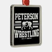 Wrestler ADD NAME School Athlete Wrestling Team Metalen Ornament (Rechts)