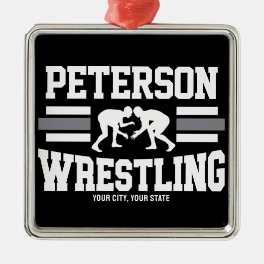 Wrestler ADD NAME School Athlete Wrestling Team Metalen Ornament (Voorkant)