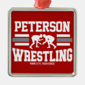 Wrestler ADD NAME School Athlete Wrestling Team Metalen Ornament (Voorkant)