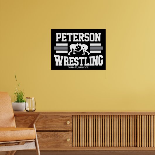 Wrestler ADD NAME School Athlete Wrestling Team Poster (Woonkamer 2)