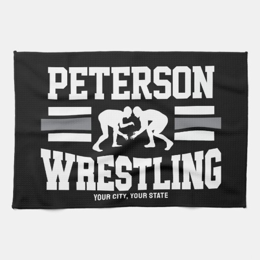 Wrestler ADD NAME School Athlete Wrestling Team Theedoek (Horizontaal)