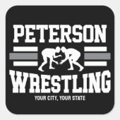 Wrestler ADD NAME School Athlete Wrestling Team Vierkante Sticker (Voorkant)