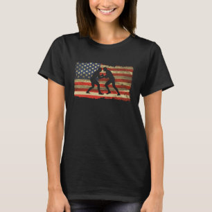 Wrestler Wrestling American Flag Wrestling T-shirt