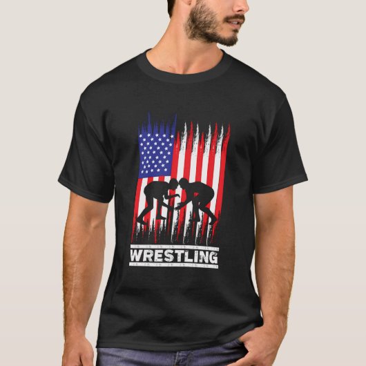 Wrestler Wrestling Fans Amerikaanse vlag T-shirt (Voorkant)