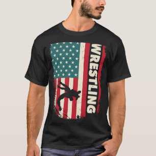 Wrestler Wrestling Gift Wrestling USA Flag T-shirt