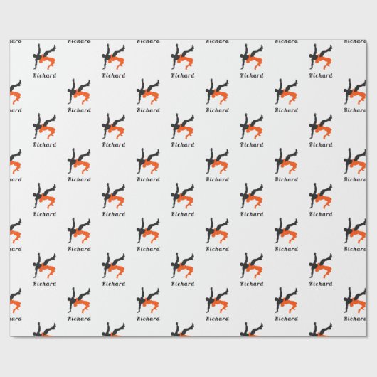 Wrestler Wrestling Silhouettes Sport Aangepaste na Cadeaupapier (Vlak)