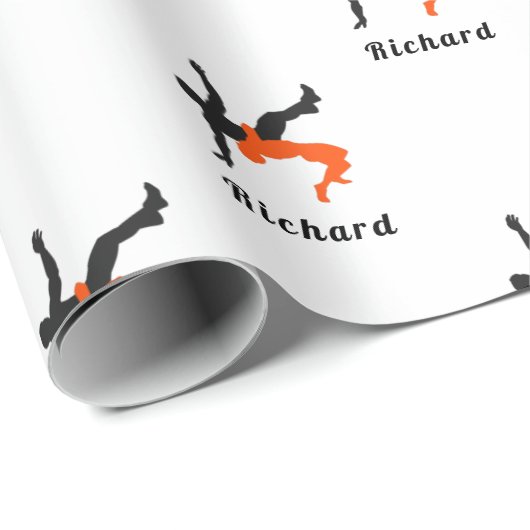 Wrestler Wrestling Silhouettes Sport Aangepaste na Cadeaupapier (Rol Hoek)