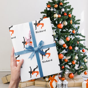 Wrestler Wrestling Silhouettes Sport Aangepaste na Cadeaupapier