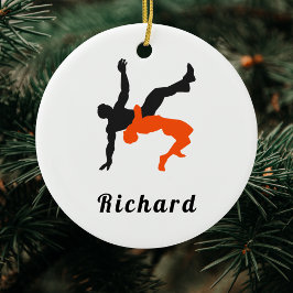 Wrestler Wrestling Silhouettes Sport Aangepaste na Keramisch Ornament