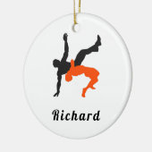 Wrestler Wrestling Silhouettes Sport Aangepaste na Keramisch Ornament (Links)