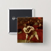 Wrestlers, 1875 vierkante button 5,1 cm (Voorkant /achterkant)