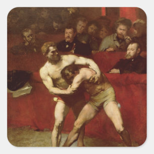Wrestlers, 1875 vierkante sticker