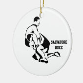 Wrestlers op de kerstversiering van de mat keramisch ornament (Links)