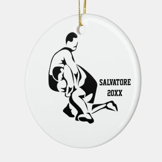 Wrestlers op de kerstversiering van de mat keramisch ornament (Links)