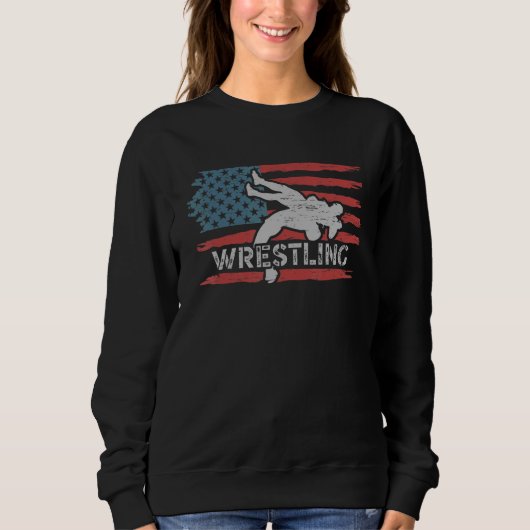 Wrestling American Flag Ring Athlete Wrestler Coac Trui (Voorkant)