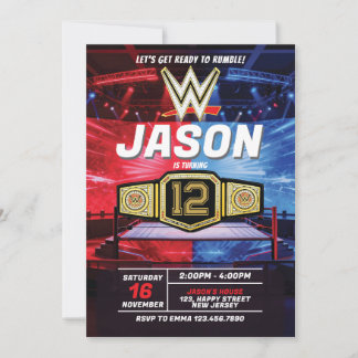 Wrestling Birthday Invitation Kaart