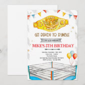 Wrestling Birthday party Invitation Kaart (Voorkant / Achterkant)