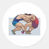 Wrestling Bout Ronde Sticker (Voorkant)