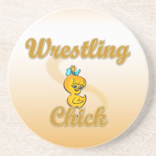 Wrestling Chick Zandsteen Onderzetter (Voorkant)