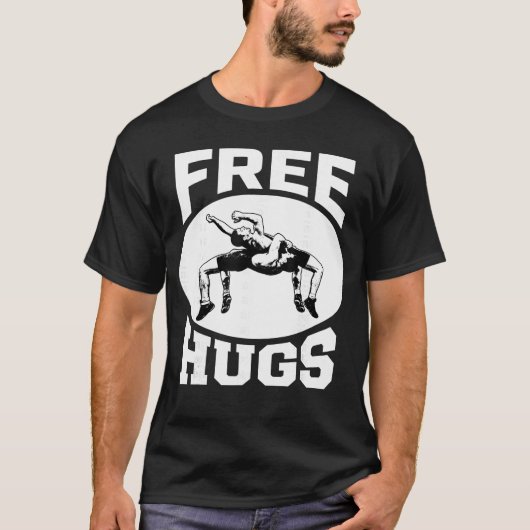 Wrestling Funny Free Hugs T-shirt (Voorkant)