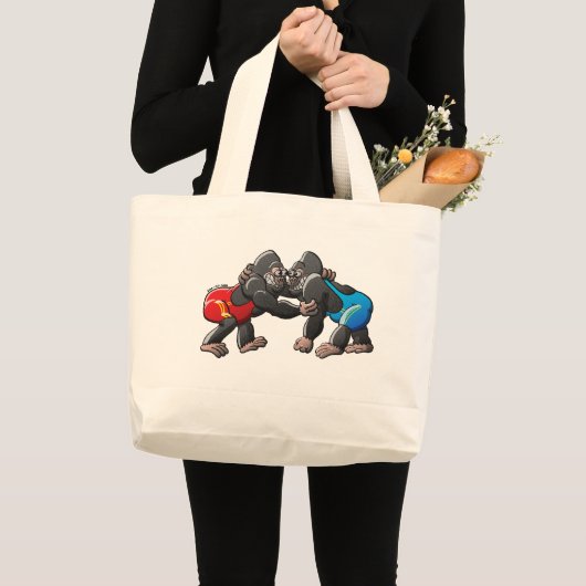 Wrestling Gorillas Grote Tote Bag (Voorkant (product))