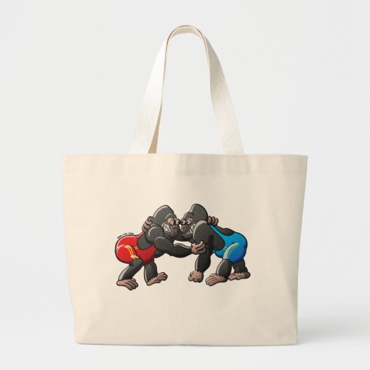 Wrestling Gorillas Grote Tote Bag (Voorkant)