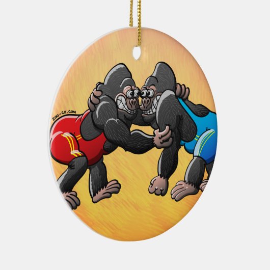 Wrestling Gorillas Keramisch Ornament (Rechts)