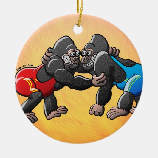 Wrestling Gorillas Keramisch Ornament (Voorkant)