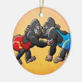 Wrestling Gorillas Keramisch Ornament (Links)