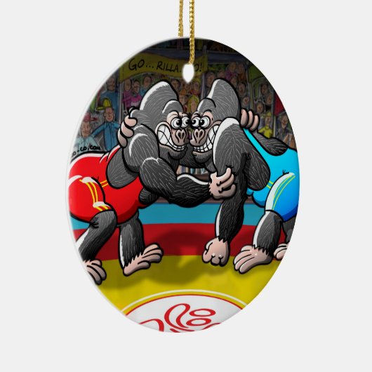 Wrestling Gorillas Keramisch Ornament (Rechts)