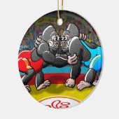 Wrestling Gorillas Keramisch Ornament (Links)