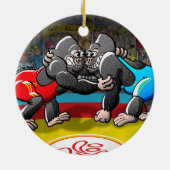 Wrestling Gorillas Keramisch Ornament (Achterkant)