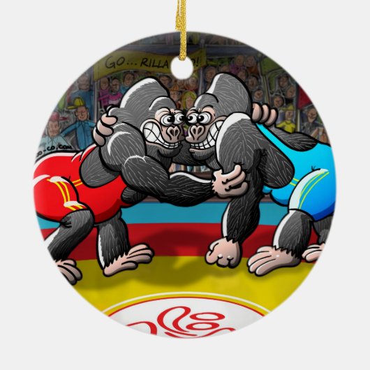 Wrestling Gorillas Keramisch Ornament (Achterkant)