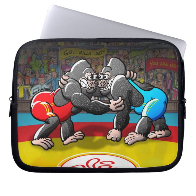 Wrestling Gorillas Laptop Sleeve (Voorkant)