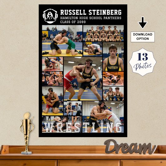 Wrestling High School Senior 13 Photo Collage Poster
