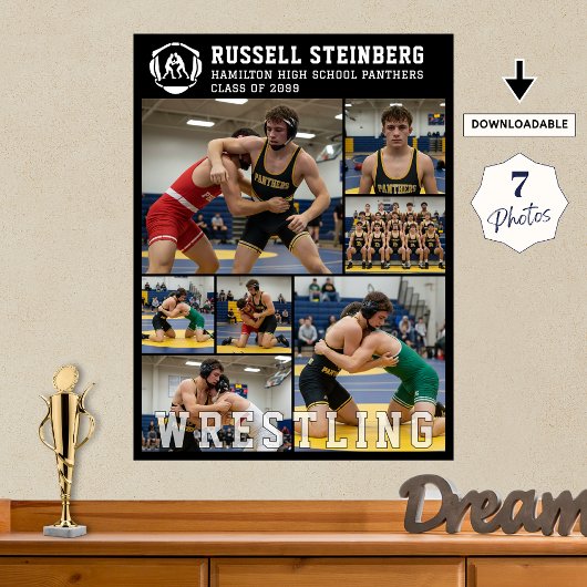 Wrestling High School Senior 7 Photo Collage Poster