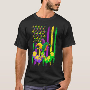 Wrestling Jester Pet Retro American Flag Mardi Gra T-shirt
