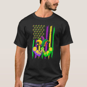 Wrestling Jester Pet Retro American Flag Mardi Gra T-shirt