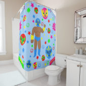 wrestling match lucha libre mask luchador wrestler douchegordijn (In situ)