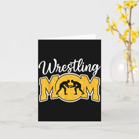 Wrestling Mom Funny Wrestle Wrestler Parent Mother Kaart (Gele Bloem)