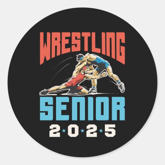 Wrestling Senior Class van het Afstuderen 2025 Ronde Sticker (Voorkant)