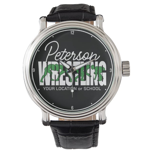 Wrestling Team ADD TEKST School Athlete Wrestler Horloge (Voorkant)