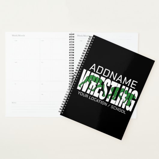 Wrestling Team ADD TEKST School Athlete Wrestler Planner (Display)